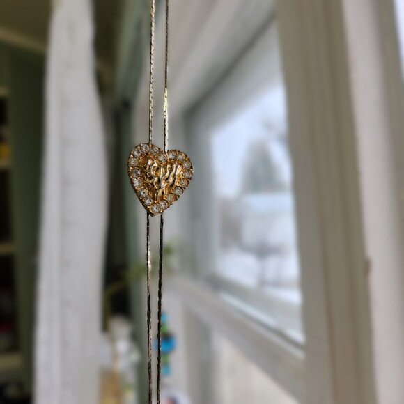 Heart/nugget w/ Rhinestones -styled Bolero necklace - Picture 3 of 6